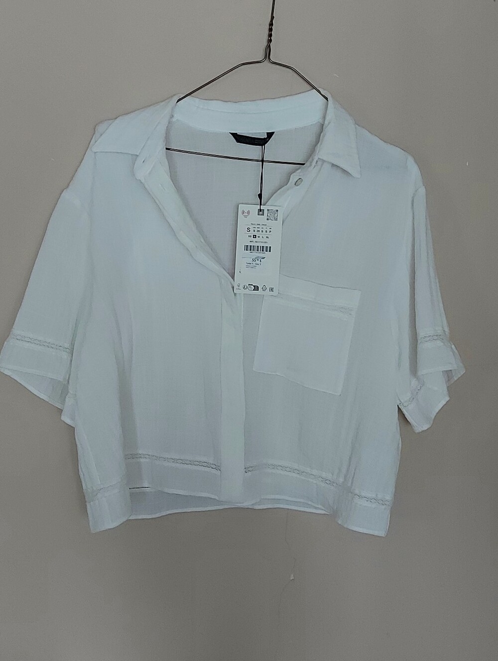 Zara Boxy Button Up Camp Shirt